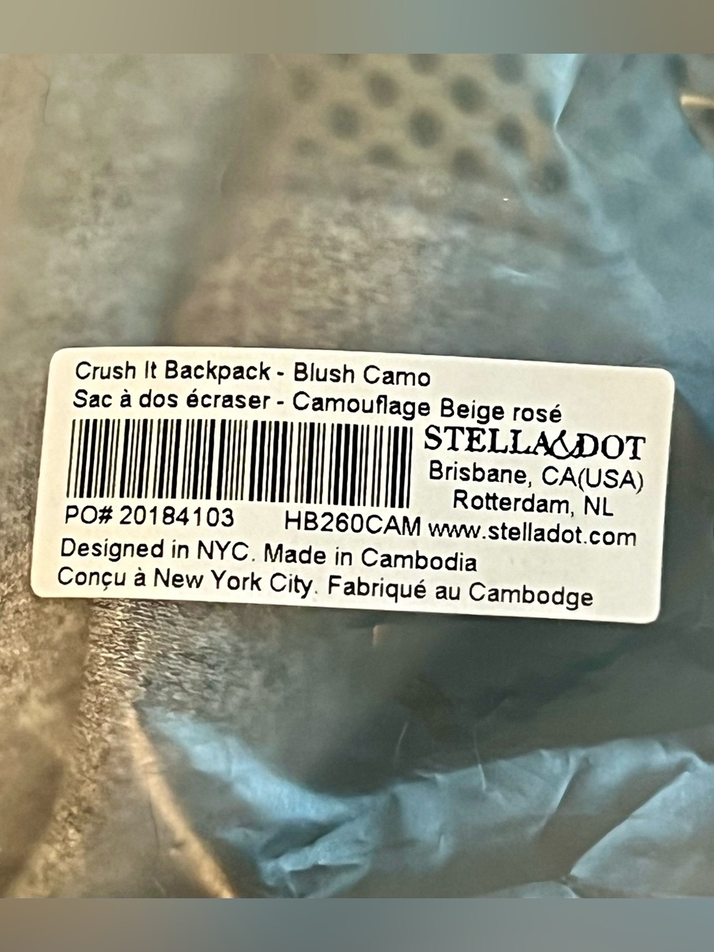 Stella & Dot Crush It Backpack Blush Camo NEW Carry On Diaper Bag Yoga Straps - Picture 13 of 13